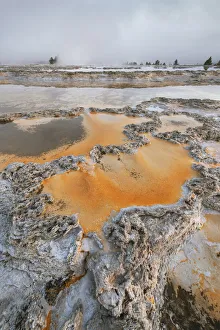 Colorful travertine formations at Great Fountain Geyser, Yellowstone National Park Colorful travertine formations at Great Fountain Geyser, Yellowstone National Park