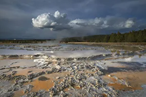 Boiling Prints: Colorful travertine formations at Great Fountain Geyser, Yellowstone National Park