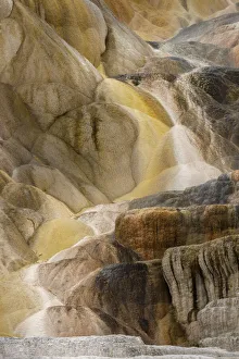 Graphic Prints: Colorful travertine terraces of Canary Spring, Mammoth Hot Springs