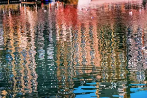 Marina Prints: Colorful Waterfront reflection