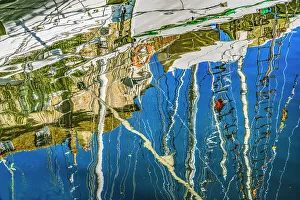 Marina Prints: Colorful waterfront reflection