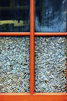 Images Dated 22nd May 2020: Colorful window full of wine corks in Ennistymon, Ireland