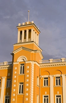 Irkutsk Prints: Colorful yellow building in downtown in Irkutsk in Siberia, Russia