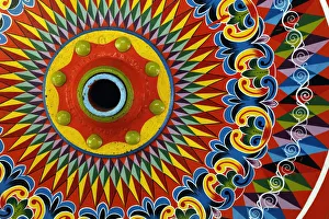 South America Prints: Colorfully painted wagon wheel, Costa Rica