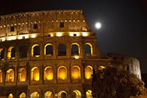 Italy Collection: Colosseum Large Moon Details Rome Italy Built by Vespacian Resubmit--In response