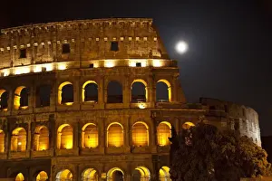 Old Fashioned Prints: Colosseum Large Moon Details Rome Italy Built by Vespacian Resubmit--In response