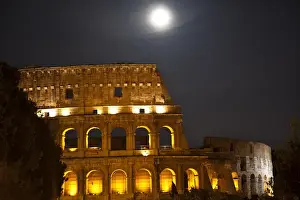 Old Fashioned Prints: Colosseum Moon Stars Night Rome Italy Built by Vespacian Resubmit--In response