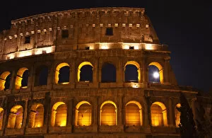 Italy Gallery: Colosseum Moon in the Window Close Up Details Rome Italy Built by Vespacian Resubmit--In