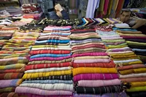 Colourful headscarves on display, Bedesten (Ottoman shopping mall), Urfa (Sanliurfa)