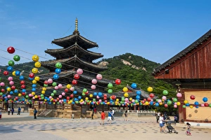 Korean Prints: Colourful lanterns in the Beopjusa Temple Complex, South Korea