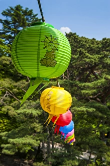 South Korea Prints: Colourful lanterns in the Bulguksa temple, Unesco world heritage sight Gyeongju