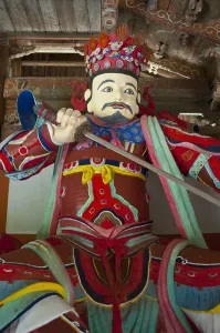 Statuary Prints: Colourful statue at the Buddhist Pohyon-temple, Mount Myohyang-san, North Korea