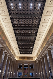 Financial District Prints: Columns and ornate ceiling of Wintrust Grand Banking Hall on LaSalle Street in Chicago's Loop