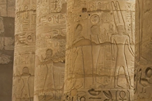 Images Dated 18th October 2005: Columns with the visual art work Temple of Karnak, Egypt
