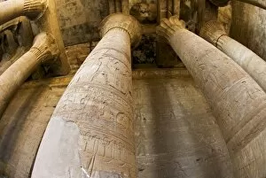 Columns & wall art Kom Ombo Temple, Along the Nile River, Egypt