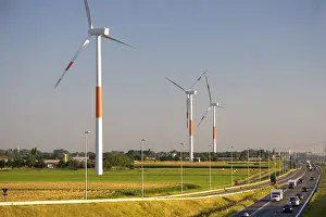 Images Dated 5th August 2007: Commercial power generating windmills in northern Belgium south of Rotterdam, Holland