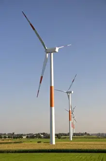 Turbine Prints: Commercial power generating windmills in northern Belgium south of Rotterdam, Holland