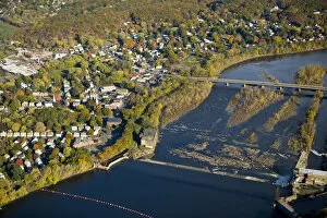 The Connecticut River as it flows through South Hadley, Massachusetts. Holyoke Dam