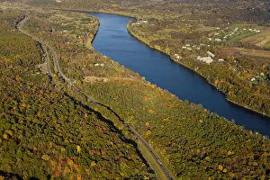 The Connecticut River in Holyoke and South Hadley, Massachusetts. Interstate 91