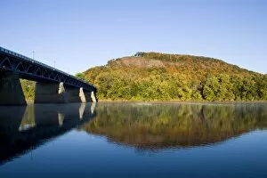 The Connecticut River, State Route 43 bridge, and South Sugarloaf Mountain as seen