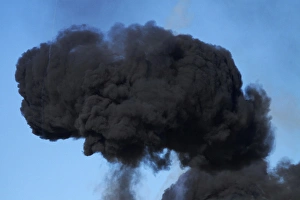 Images Dated 7th April 2012: Controlled Explosion at Warbirds Over Wanaka Airshow, Otago, South Island, New Zealand