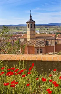 Catholic Prints: Convent Santa Maria, Convento de Santa Maria de Gracia Red Poppies Swallows Avila