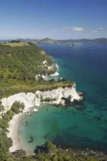Foreshore Prints: Cook Bluff, near Cathedral Cove, Coromandel Peninsula, North Island, New Zealand - aerial