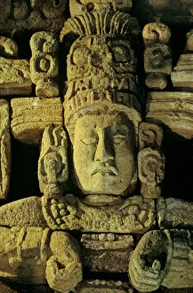 Images Dated 16th November 2006: Copan; Honduras; Maya, Corn God Sculptures