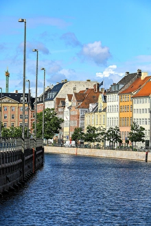 Multicolored Prints: Copenhagen, Denmark. Copenhagen's canals, historic houses