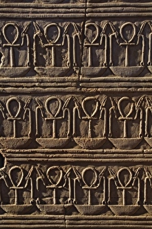 Images Dated 29th January 2006: Coptic Christian symbol in Egyptian hieroglyphs, The Temple of Kom-Ombo, near Aswan, Egypt