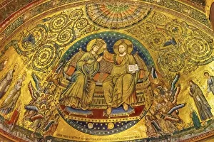 Mosaic Prints: Coronation of Mary and Jesus mosaic Santa Maria Maggiore, Rome, Italy