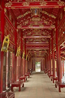 Vietnam Prints: Corridor in the Forbidden Purple City, historic Hue Citadel (Imperial City), Hue