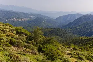 Lookout Prints: Corsica. France. Europe. View of Chiuvone River valley from Col de la Vaccia