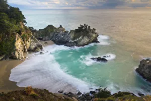 Cove Prints: Cove at McWay Falls at sunset, Julia Pfeiffer Park, Big Sur