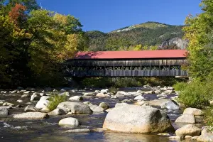 Covered Bridge Prints: Covered bridge crossing the Swift River in the White Mountain National Forest at Albany