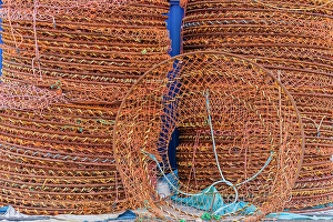 Images Dated 26th June 2024: Crab traps on dock at Fisherman's Cove, Eastern Passage, Nova Scotia, Canada