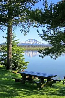 Reservoir Prints: Crane Prairie Reservoir Sister Mountain Cascade Lakes National Scenic Byway Oregon