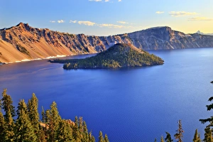 Crater Prints: Crater Lake National Park Wizard Island Blue Lake Morning Oregon Pacific Northwest
