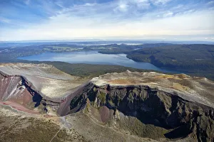 Crater of Mount Tarawera, and Lake Tarawera, near Rotorua, North Island, New Zealand
