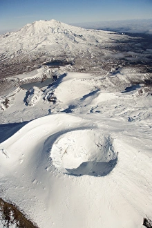 Crater Prints: Crater on top of Mt Ngauruhoe, and Mt Ruapehu in distance, Tongariro National Park