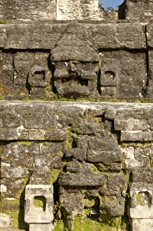 Images Dated 5th March 2010: Craving on side of ruin. Located 30 miles from Belize City, Altun Ha is a Mayan site