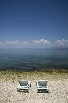 Croatia, Central Dalmatia, BRAC ISLAND, SUPETAR. Beach Chairs
