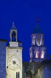 Images Dated 24th May 2007: CROATIA, Central Dalmatia, SPLIT. Old town SPLIT- Narodni (People s) Square Clocktower