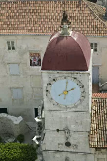 CROATIA, Central Dalmatia, TROGIR. View of Town Hall & TROGIR from the
