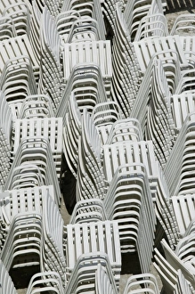 Croatia, Central Dalmatia, TROGIR. Stacked Chairs / Kamerlengo Fortress