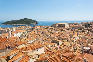Dalmatia Prints: Croatia, Dubrovnik. Dense walled city, Adriatic, Lokrum Island