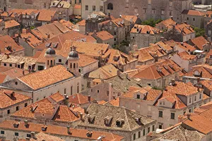 Croatia, Dubrovnik. Historic walled city and UNESCO World Heritage Site, red tile roofs