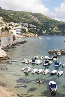 Images Dated 2nd December 2019: Croatia, Dubrovnik. View of marina and coastline from old city wall