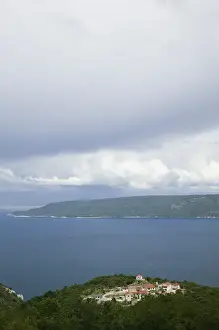 Gulf Prints: CROATIA, Istria, MOSCENICE. View towards KRK ISLAND and Rijeka Gulf