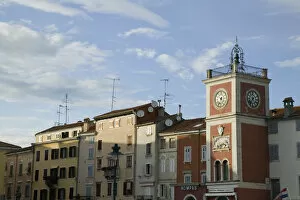 CROATIA, Istria, ROVINJ. ROVINJ harbor- Clock Tower / Marshall Tito Square